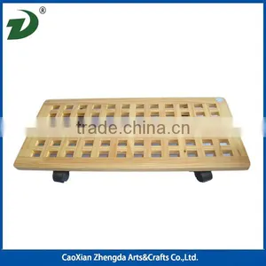 Wooden Flower Stand With Wheels, Wood Stand Can Put Flowerpot and Move Easily thumbnail-1