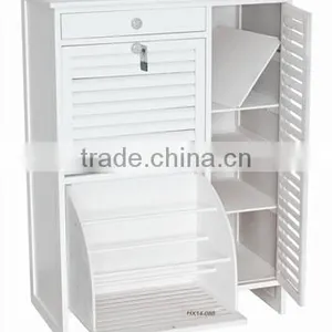 Wooden Indoor White Louvered Doors Shoe Organizer thumbnail-1