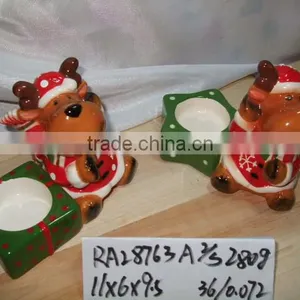 Hot Sale Deer Shape Christmas Ceramic Candle Holder for Decoration thumbnail-1