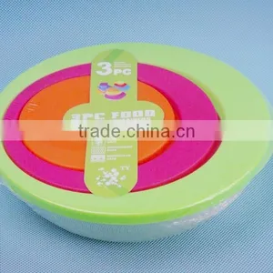 3PC Plastic Color Round Fresh Bowl/food Container thumbnail-1