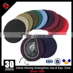 High Quality Warm Winter Hat Colourful Peaked Women 65-90gram Beret Cap Military 100% Wool Military Beret thumbnail-1