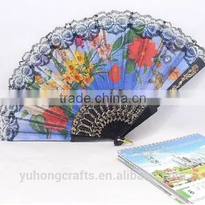 Spanish Style Plastic Folding Fan With Flower thumbnail-3