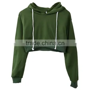 Womens Plain Crop Top Hoodies Hooded Pull Over Full Length Sleeve Sweatshirt Xxxl Hoodie Multi Color thumbnail-2