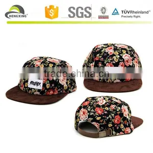 Custom Flower Five Panel Cap/5 Panel Cap With Suede Brim thumbnail-1