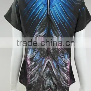 Ladies' Plume Printing Silk Habotai Pullover thumbnail-3