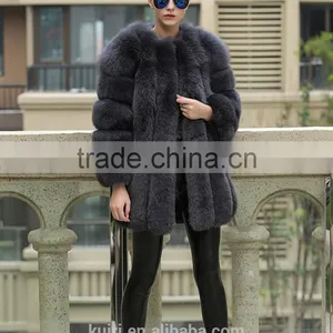 PC-255 European Style Top Selling Real Fox Fur Products Cheap Women Knee Length Winter Coat thumbnail-4