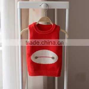 S32889W Kids Girls Knitted Vest Coat 2017 Cotton Cartoon Sweater Waistcoat Baby Girls Vest thumbnail-3