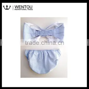 Monogrammed Seersucker Bow Bandeau thumbnail-4