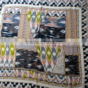 Blanket Scarf, Powder Blue, Cream, Black, Yellow, Boho Aztec Tribal Womens Oversized Large Winter Scarves thumbnail-3