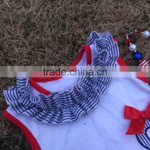 2015 New Hot Sell Anchor Red White Girl Outfits With Matching Necklace and Bow Wholesale Set thumbnail-5