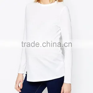 100% Cotton Long Sleeve Fashion Knitted Fabric o Neck Maternity Top Clothes thumbnail-4