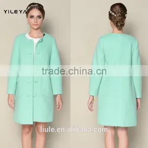 Long Style Elegant Plain Red and Green Ladies Fashion Winter Coat Factory thumbnail-1