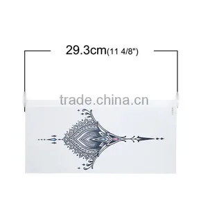 Paper Removable Waterproof Temporary Sternum Tattoo Sticker Body Art Black Filigree Pattern Tattoo Temporary thumbnail-2