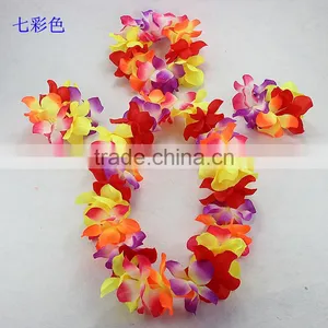 Colorful Hawaii Flower Garland Wreath Necklace Bracelet Headwear Sets thumbnail-5