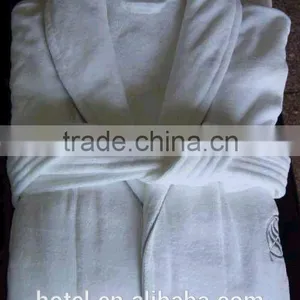 100% Cotton Hotel Velour Bathrobe With Logo thumbnail-4