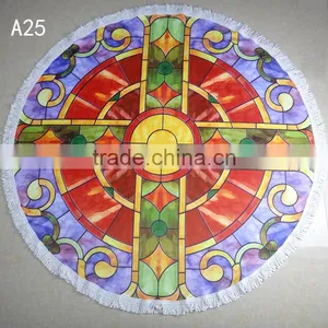 White Flower Printed Round Beach Towel/jkr Bath Towel Table Towel Shawl Yoga Mat Beach Towels/ Round Beach Towels thumbnail-2