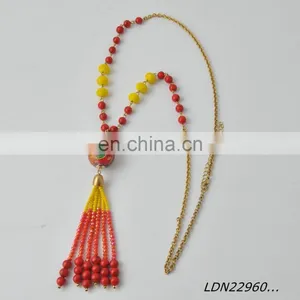 Latest Colours Ball And Beads With Antic Gold ChainNecklace thumbnail-4