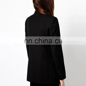 2015 Latest Fashion From China High Quality Women Coat ,Black Boyfriend Blazer Wind thumbnail-2