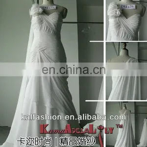 EB2273 One Shoulder With Handmade Flower Wedding Dress thumbnail-1