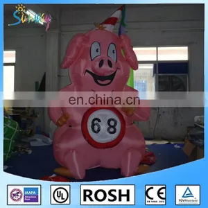 SUNWAY Giant Customized Logo Printing Inflatable Pig for Advertising thumbnail-1