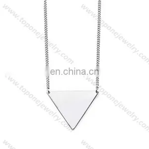 Wholesale Simple Designs Delta Engravable Pendant Stainless Steel Silver Necklace thumbnail-1