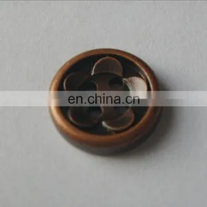 13mm Flower Shape 4 Hole Resin Button in Anti Copper Color thumbnail-1