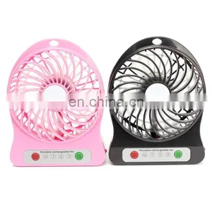 Custom Logo Printing Rechargeable Mini USB Desk Fan With LED Light thumbnail-3