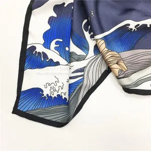 100%Silk Feeling Digital Printing Custom Silk Scarf thumbnail-4
