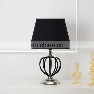 High Quality Korean Modern Style Black Creative Design Metal Table Lamp for Bedroom Decor thumbnail-1