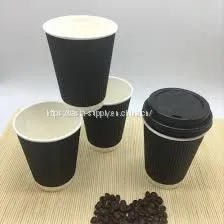 Ripple Wall Paper Cup Black Drink Paper Cups Compostable China Supplier thumbnail-1
