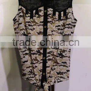 Camouflage Tied Chiffon Crop Top thumbnail-1