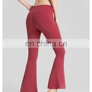 Fashion High Waist Wide Leg Flared Hot Gym Yoga Pants Butt Lift Bell Bottom Dance Fitness Leggings Workout Sport Wear For Women thumbnail-4