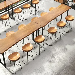 Solid Wood Milk Tea Shop Bar Table and Chair Combination thumbnail-2