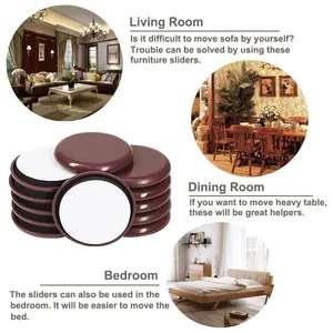 Sliders for Furniture on Hardwood Floors, 12 Pcs 2 Inch Self Adhesive Furniture Sliders Easy Moving On Carpet Or Hardwood Floor thumbnail-3