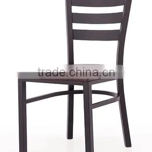 Hot Sale High Back Metal Leather Imitated Wooden Restaurant Ladder Back Chair in Dining Chairs thumbnail-1