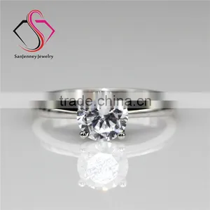 Round Brilliant Cut Moissanite Solitaire 4 Prong 1 Carat 6.5mm Center 14k White Yellow Gold Diamond Engagement Ring thumbnail-1