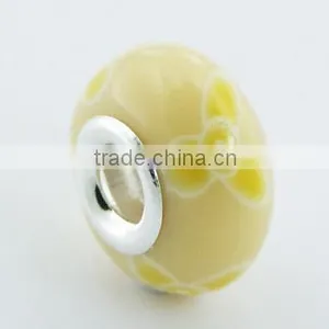 Spring Flowers Soft Colored Hand Painted Fimo Bead thumbnail-1