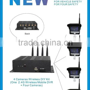 Mobile DVR Type Support 4 Wireless Camera Double SD Card GPS&WiFi&3G Optional 4 Channel Mobile DVR for Car Bus Truck With 1 Year thumbnail-1