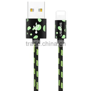 USAMS SJ070 Camouflage Series1m Spot Nylon Braided Cable for Iphone6s Plus/6s/6/5s 2AMetal Quick Charging Cable for Iphone 6plus thumbnail-2