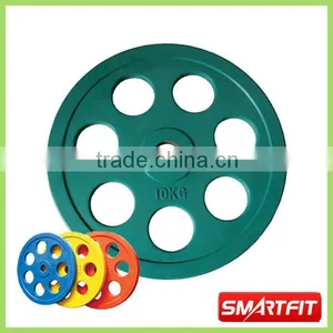 10 kg 7 Holes Colored op Rubber Olympic Plate New Designed High Quality Weight Plate thumbnail-1