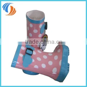 New Children White Dot Black/Pink Waterproof Rainboots Rubber Boots thumbnail-2