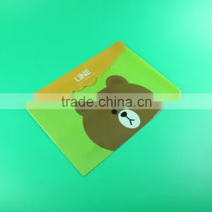 Cute Cartoon Bear Plastic File Folder With Magic Tape, Magic Button a3 a4 Plastic Envelope, Plastic pp File Bag for Office thumbnail-2