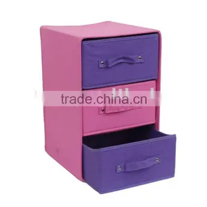Pink 3 Drawer Grid Storage Box thumbnail-1