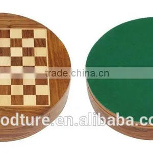 Mini Round Box Magnetic Wooden Chess Set thumbnail-2