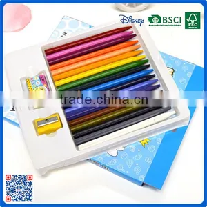 2016 Wholesale 18 Colors Crayons Set With Eraser and Sharpener Into Box Customized Logo Printed Crayons thumbnail-1