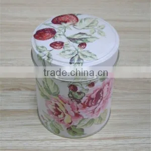 Matte Rose Pattern Round Vintage Tea Tin Set thumbnail-1