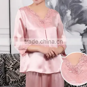 100% Silk Pajama , Neck With Less thumbnail-4