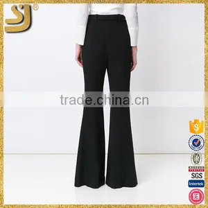 2016 Newest Style Ladies Pants With Wide Leg, Woman Black Leg Flared Pants, American Newest Casual Solid Ladies Pants thumbnail-4