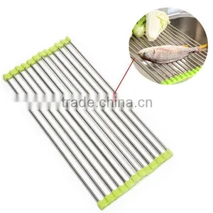 Over Sink Roll Up Dish Drying Mat / Stainless Steel Drain Rack thumbnail-2