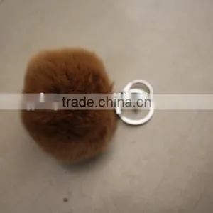 Rex Rabbit Fur Pompons/fluffy Rex Rabbit Fur Colorful 6cm Key Chain thumbnail-3